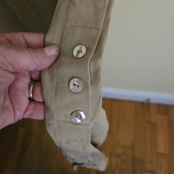 Talbots NWT Vintage Tan Linen Blend Sleeveless Lagonlook Midi Dress Size 6p - Picture 3 of 7